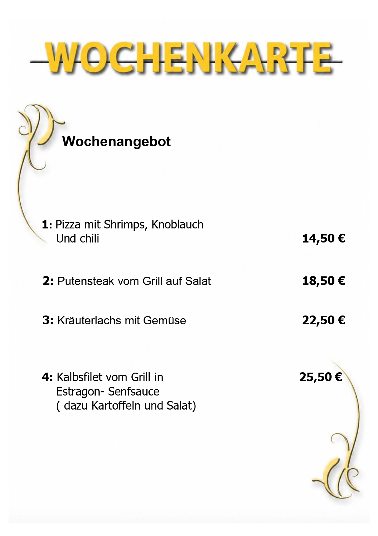 Wochenkarte – Seite 1